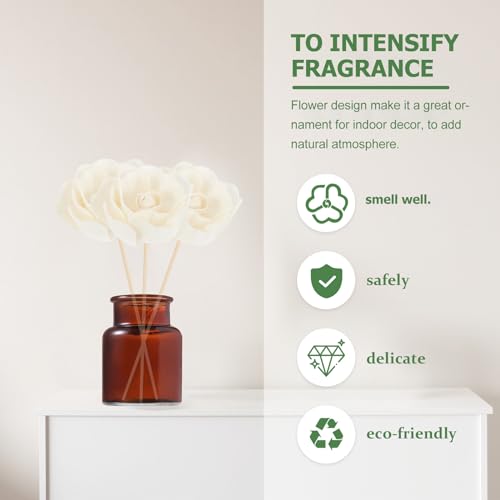 Healifty 5 Pcs Wood Rattan Diffuser Sticks with Flower Shape Head