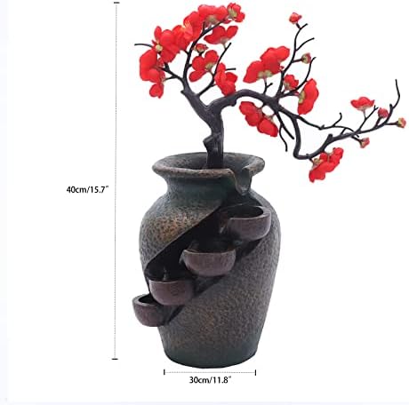 Flower Vase Waterfall Fountain Tabletop Indoor Feng Shui Decor