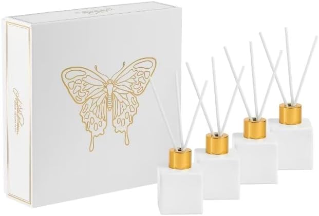 Vintage Square Reed Diffuser Set of 4 50 ml White