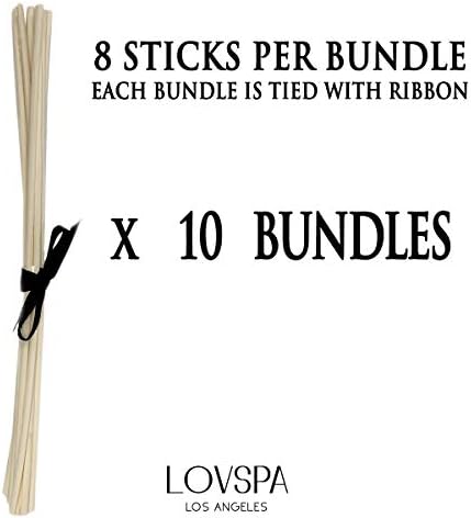LOVSPA Reed Diffuser Sticks - 80 Pack 10 Bundles 8 Inch Brown Rattan Unscented
