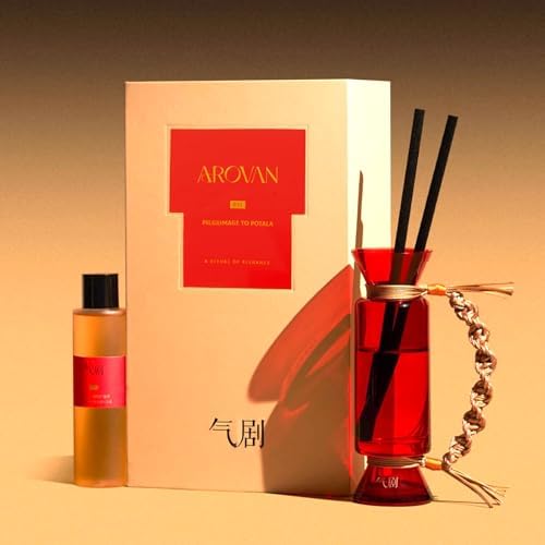 Arovan Reed Diffuser Set - Healing Aromatherapy with Red Glass Bottle and Fragrance Oil