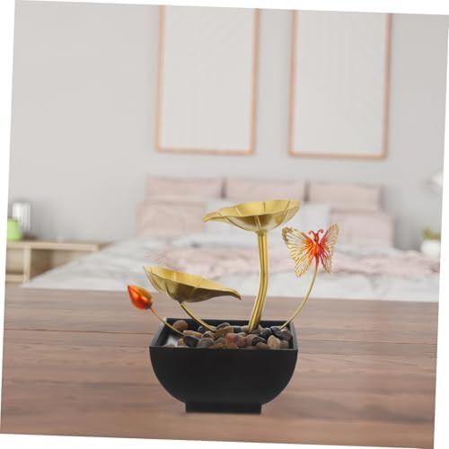 Golden Lotus Waterfall Tabletop Fountain for Indoor Decor