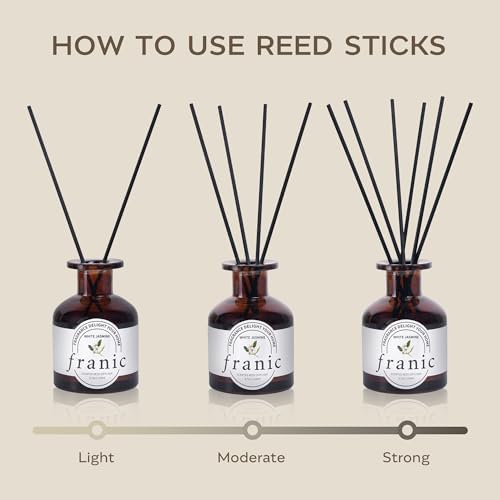 FRANIC Reed Diffuser Set - White Jasmine 37 oz with 6 Sticks