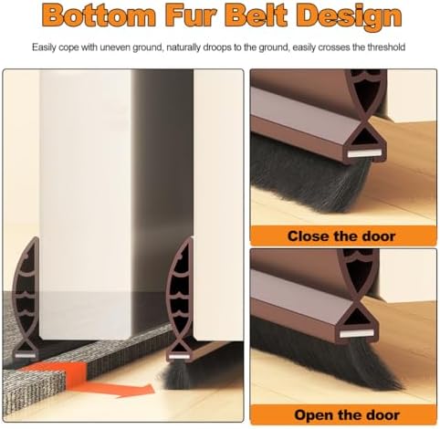 Under Door Draft Stoppers with Brush for Noise Reduction