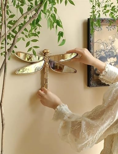 Dragonfly Wall Decor Resin Mirror Gold Handmade Retro Style 134x106in