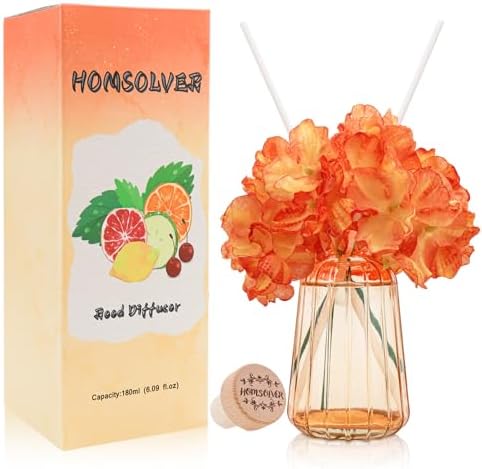 Homsolver Reed Diffuser Set with 6 Sticks and 180ml Fruity Scent