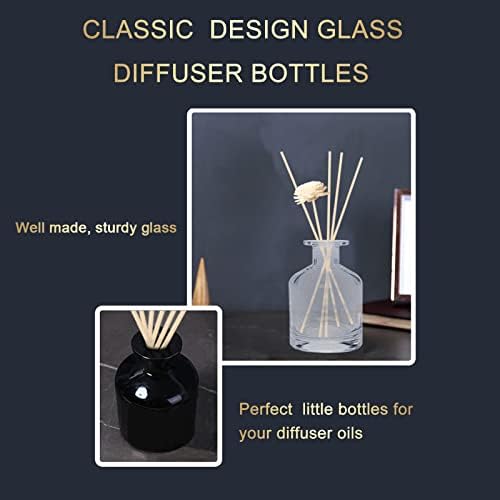 HOSSIAN 2 Clear Glass Diffuser Bottles with Natural Reed Sticks