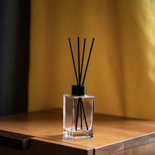 4PCS Clear Glass Fragrance Diffuser Bottles with 20 Reeds Funnel and Stoppers for Home Decor