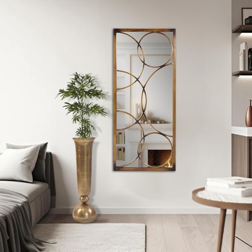 Howard Elliott Decorative Rectangular Wall Mirror in Antique Bronze