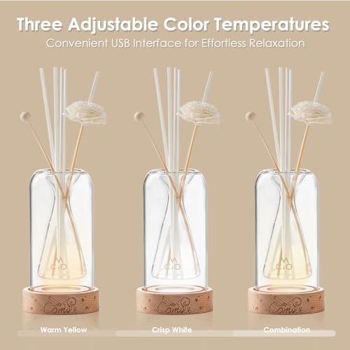 COMI Empty Glass Diffuser Bottles with Reed Sticks and Luminous Base