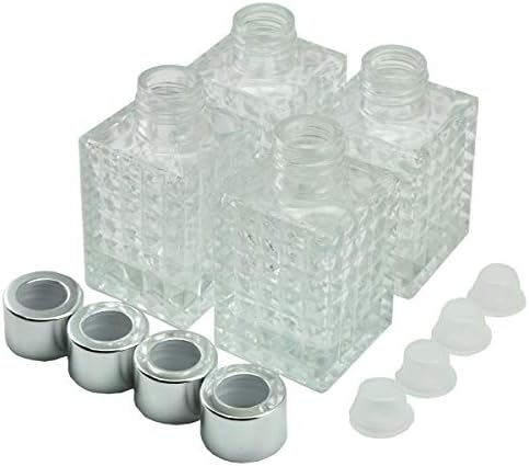 Set of 4 Diamond Embossed Glass Diffuser Bottles 100ml