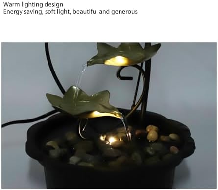 Tabletop Fountain with LED Light and 3-Tier Waterfall Design