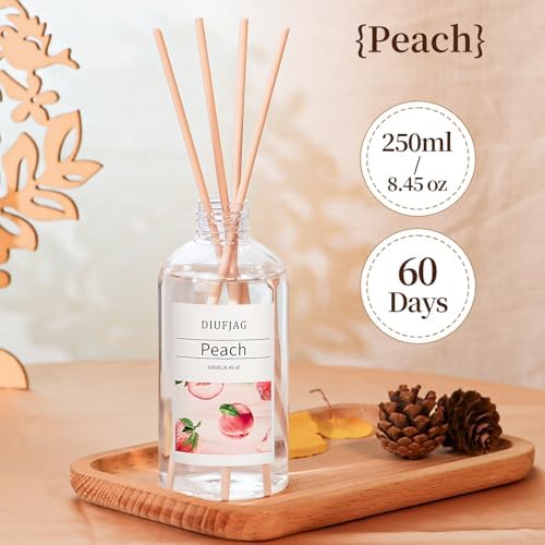 DIUFJAG Peach Reed Diffuser with 10 Fiber Sticks 250ml