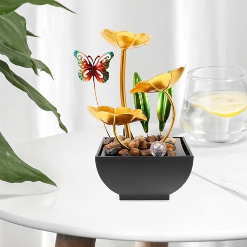 Unomor Tabletop Fountain Waterfall Ornament Elegant Indoor Water Feature USB Powered for Office Decor