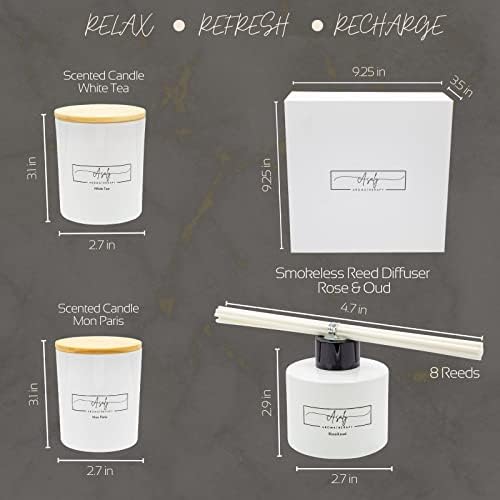 ASALY Luxury Candle Gift Set with 2 Candles and 1 Diffuser