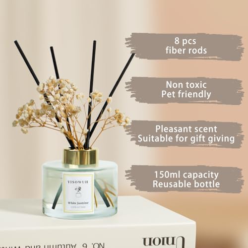 White Jasmine Reed Diffuser Set with 8 Sticks