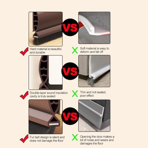Under Door Draft Stoppers with Brush for Noise Reduction