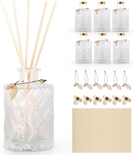 Glass Reed Diffusers Set of 6 with 40 Sticks