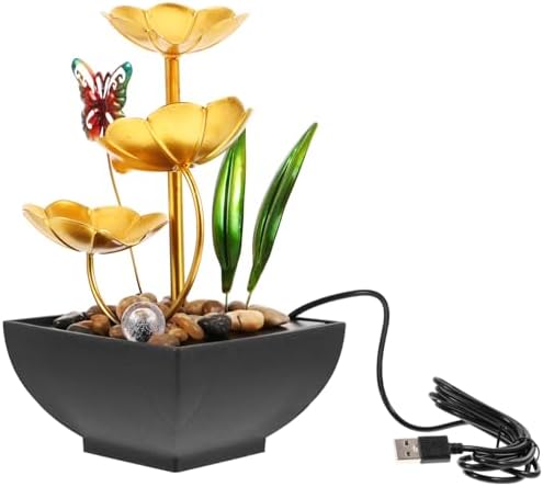 Unomor Tabletop Fountain Waterfall Ornament Elegant Indoor Water Feature USB Powered for Office Decor