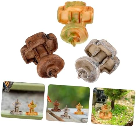 3Pcs Miniature Resin Fountain Decor for Tabletop and Fairy Garden