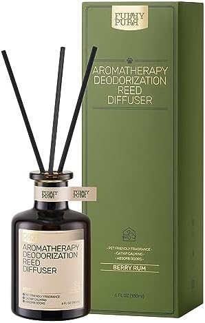 Furrypurr Reed Diffuser for Pet Odor Elimination Berry Rum 6 Oz