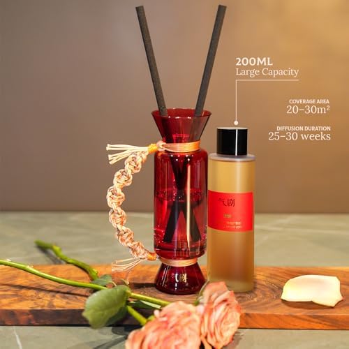 Arovan Reed Diffuser Set - Healing Aromatherapy with Red Glass Bottle and Fragrance Oil