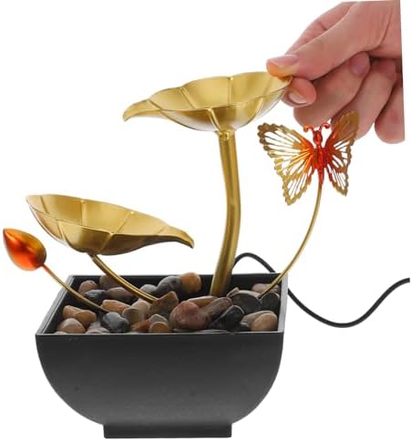 LIFKICH Indoor Waterfall Tabletop Fountain with Leaf Design