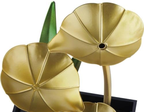 TRV Tabletop Fountain with Golden Flowers and River Rocks
