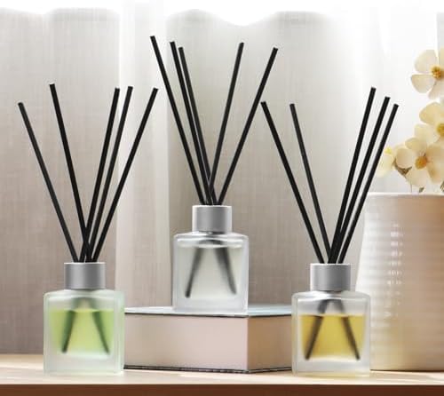 Aeeteek 3-Pack Reed Diffuser Set with 50ml Essential Oils and 15 Sticks
