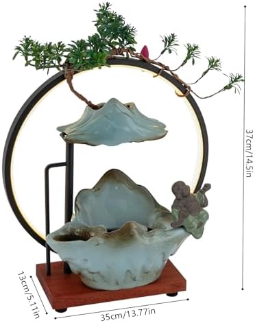 Tabletop Fountain with LED Ring Light and Incense Holder