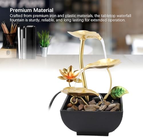 Haofy Indoor 3 Tier Leaf Fountain with LED Light and River Rocks