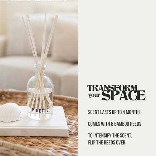 PIRETTE Reed Diffuser with 8 Bamboo Reeds 6 Oz