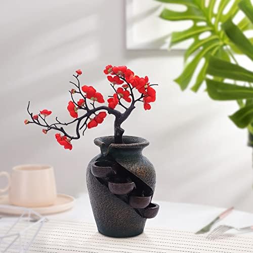 Flower Vase Waterfall Fountain Tabletop Indoor Feng Shui Decor