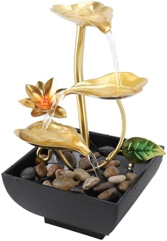 Leaf Tabletop Waterfall Fountain with LED 3 Tier