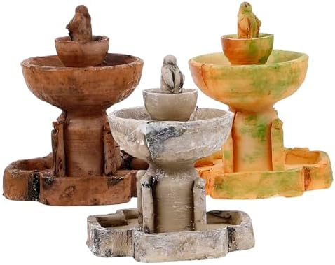 3Pcs Miniature Resin Fountain Decor for Tabletop and Fairy Garden