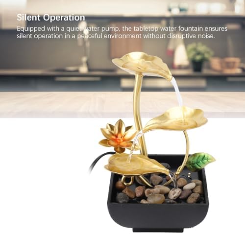 Haofy Indoor 3 Tier Leaf Fountain with LED Light and River Rocks