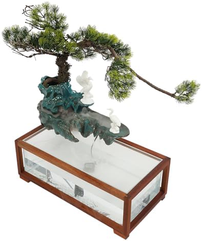 Porkke Spreading Fish Tank Flowing Ornament Desktop Fountain with LED Light and Atomizer for Home Office Decor