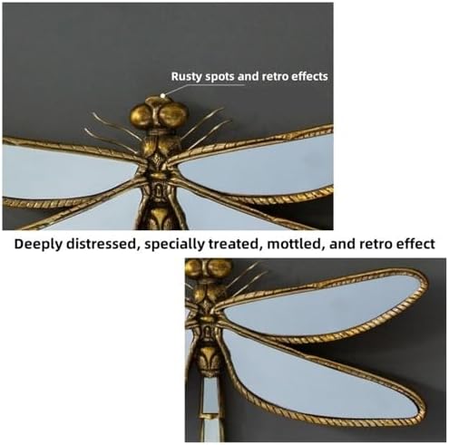 Dragonfly Wall Decor Resin Mirror Gold Handmade Retro Style 134x106in