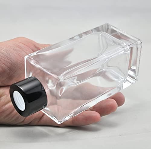 Set of 4 Rectangle Glass Reed Diffuser Bottles with Black Caps