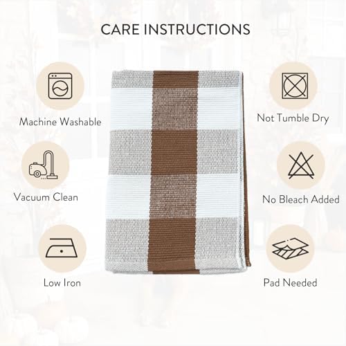 Uphome Buffalo Plaid Outdoor Rug 2x43 Brown Checkered Front Door Mat for Fall Decor