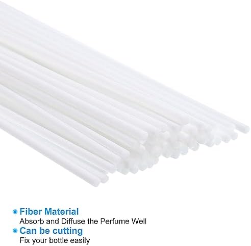 PATIKIL 10 Inch Reed Diffuser Sticks Set 50 Pack with White PET Bottle and Flower Decorations