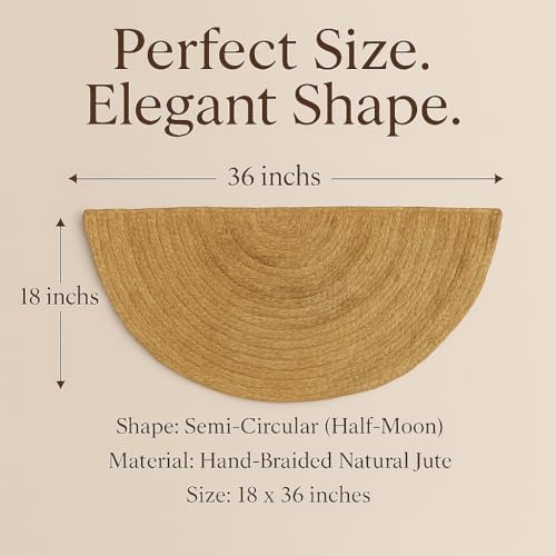 Handwoven Jute Half Moon Entryway Rug 18x36 inch