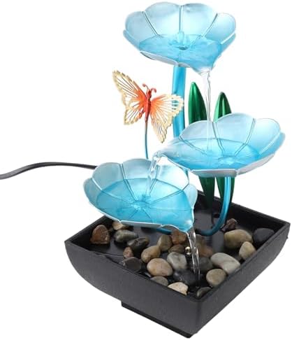 Tabletop Fountain with LED Light and USB Pump for Home Office Decor
