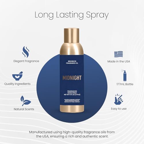 Brooklyn Fragrance Co Midnight Room Spray - 6 Fl Oz Premium Home Air Freshener