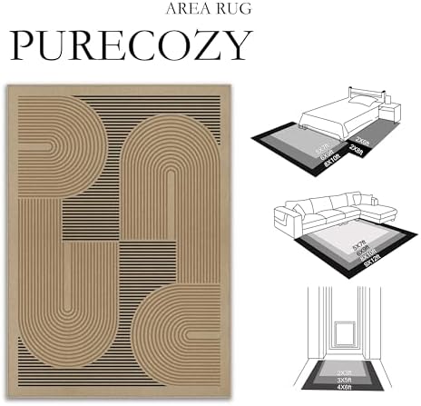 Modern Geometric Jute Inspired Non Slip Area Rug
