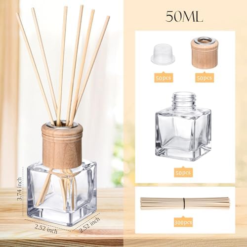 Roshtia 50 Set Reed Diffuser Bottles with Wooden Caps