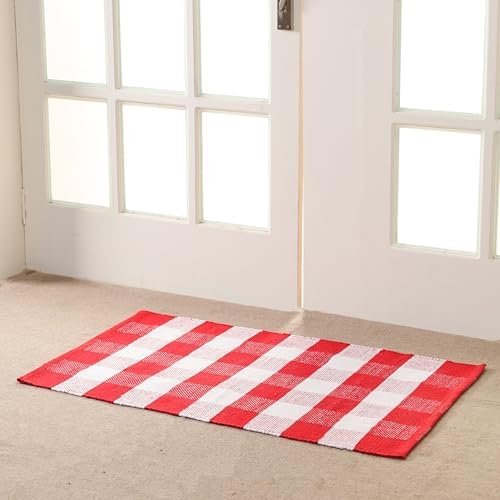 HOMEMONDE Red and White Buffalo Plaid Rug 275 x 43