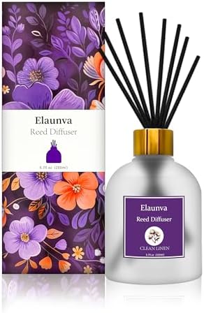 Elaunva Clean Linen Reed Diffuser Set 67fl oz with 8 Sticks
