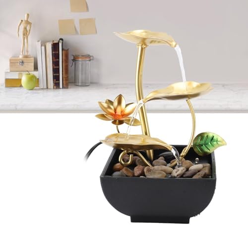 Haofy Indoor 3 Tier Leaf Fountain with LED Light and River Rocks