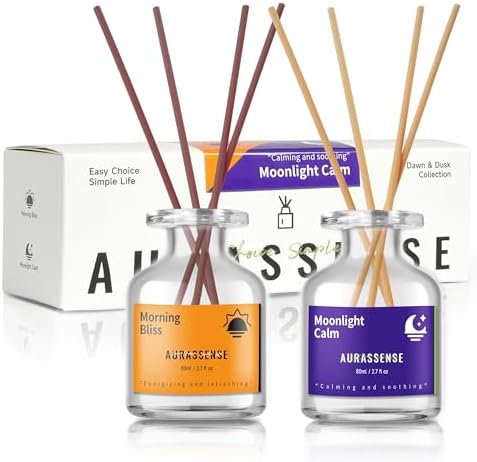 Aurassense Reed Diffuser Set 2 Bottles Day Night Aromatherapy